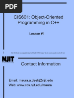 CIS601: Object-Oriented Programming in C++: Lesson #1