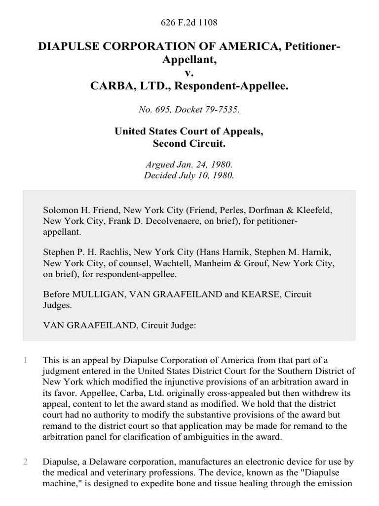 Diapulse Machine Arbitration Appeal | PDF | Injunction | Arbitration