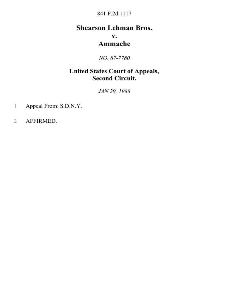 Shearson Lehman Bros. v. Ammache, 841 F.2d 1117, 2d Cir. (1988) PDF