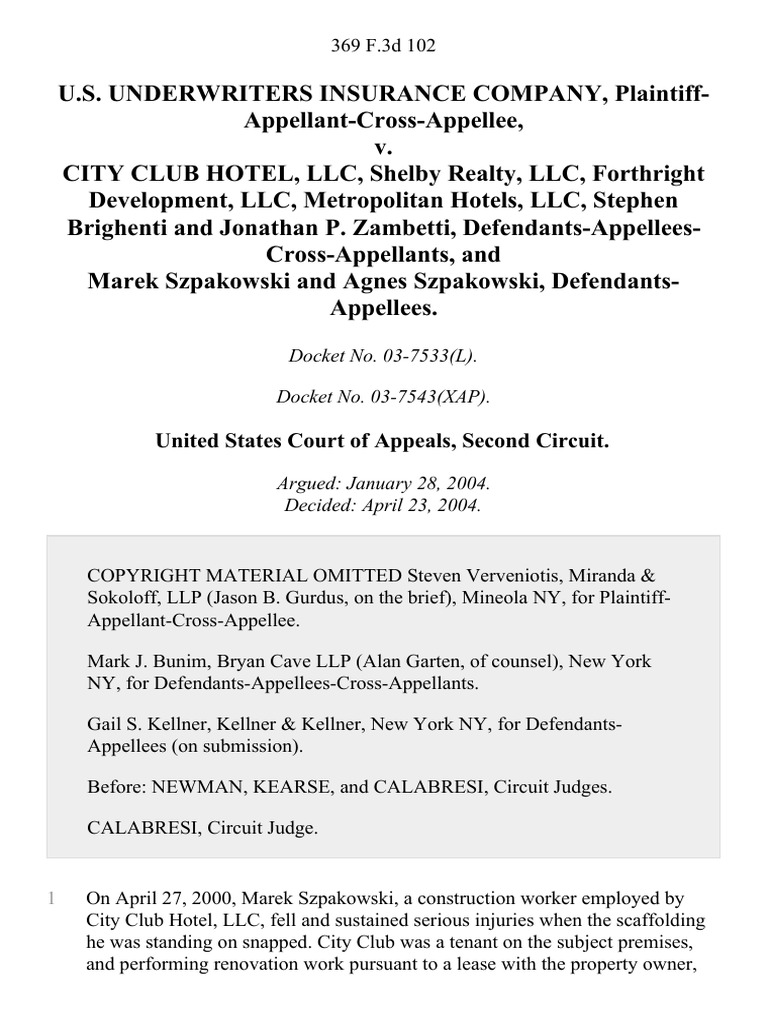 U.S. Underwriters Insurance Company, PlaintiffAppellantCrossAppellee