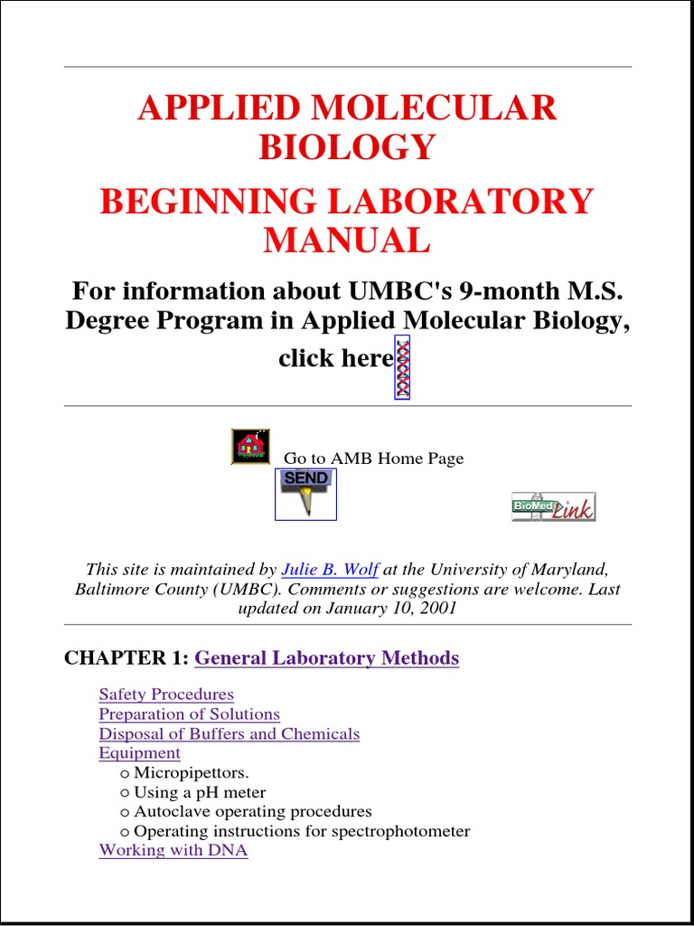 Applied Molecular Biology Lab Manual | PDF | Molecular Biology | Gel ...