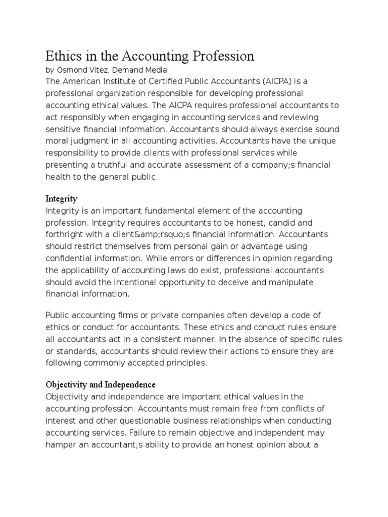 Ethics and Integrity in Accounting | PDF | Certified Public Accountant ...