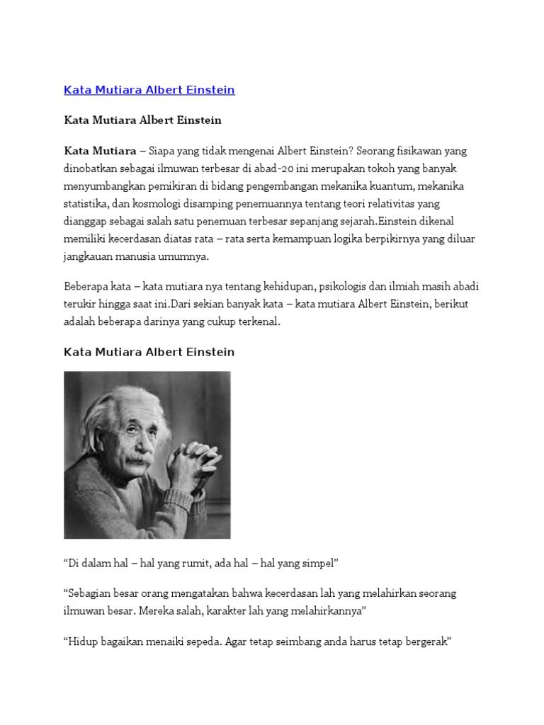 Kata Mutiara Albert Einstein Kata Mutiara Albert Einstein