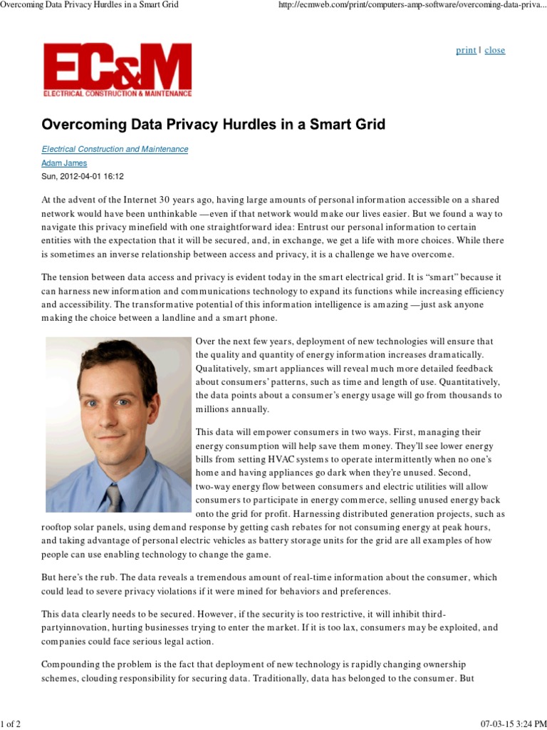 Overcoming Data Privacy Hurdles in A Smart Grid | PDF | Electrical Grid ...