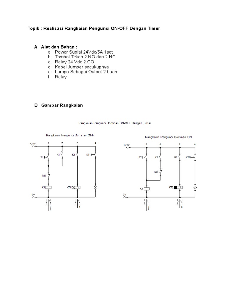 Rangkaian Pengunci on-OfF Dengan Timer - Praktik 3 | PDF