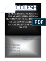 El Rendimiento Académico en Las Materias Físico-Matemáticas de Los Alumnos Del Bachillerato Del COLESH