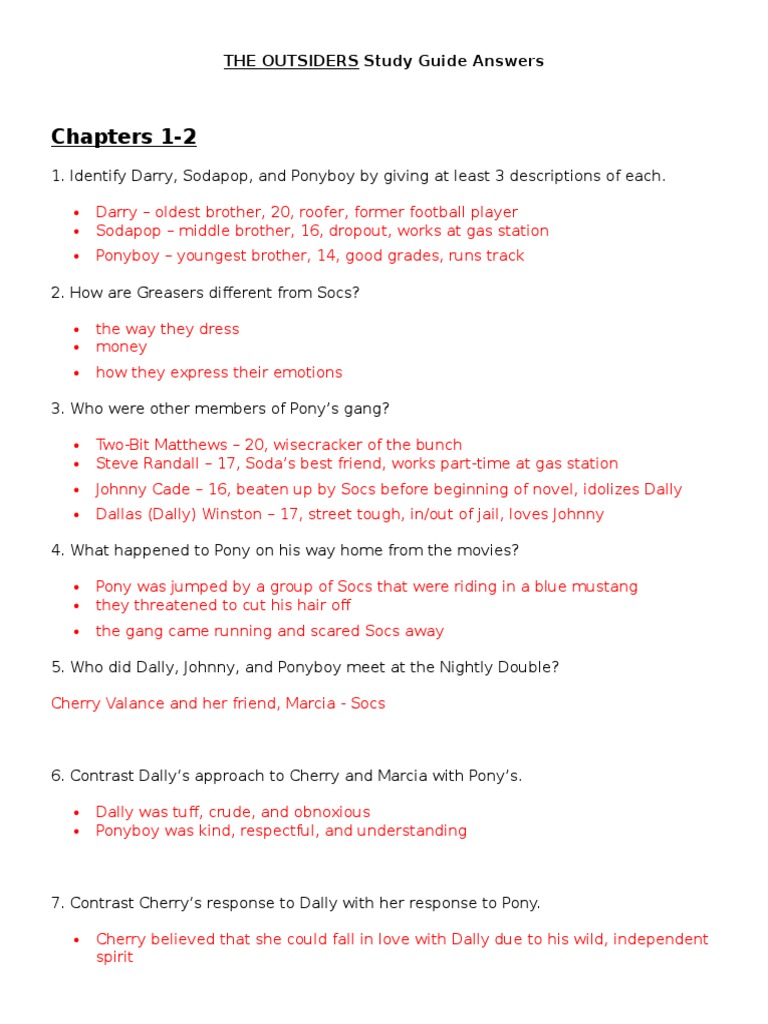 the outsiders book report questions