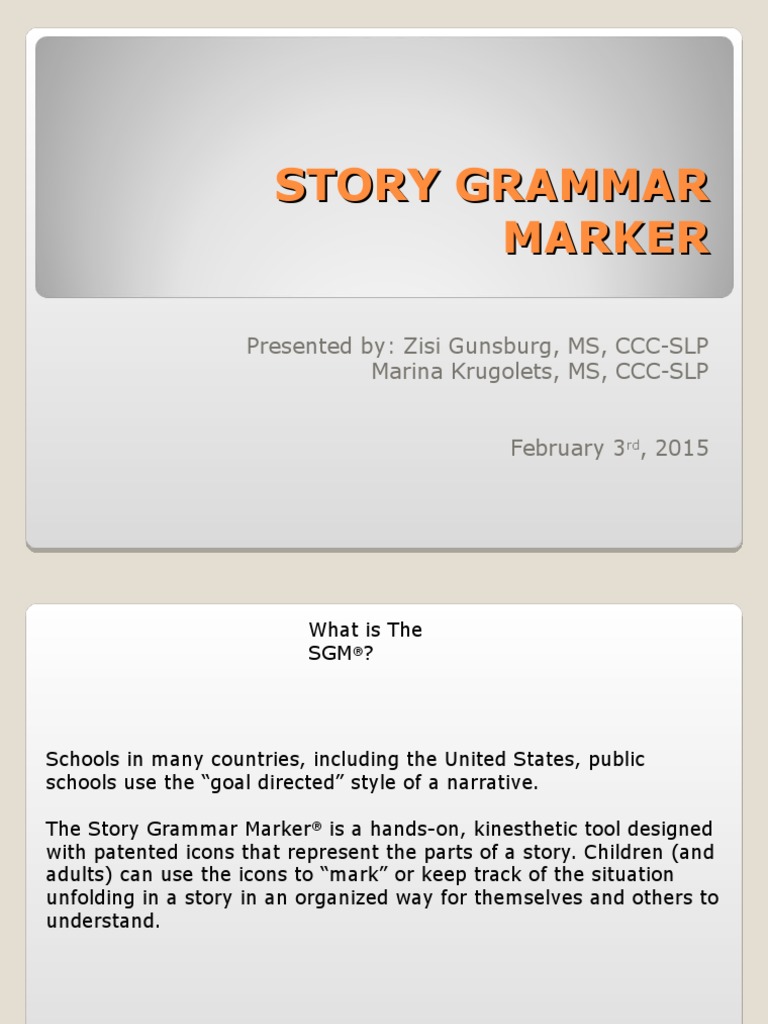 Understanding Story Grammar Marker | PDF