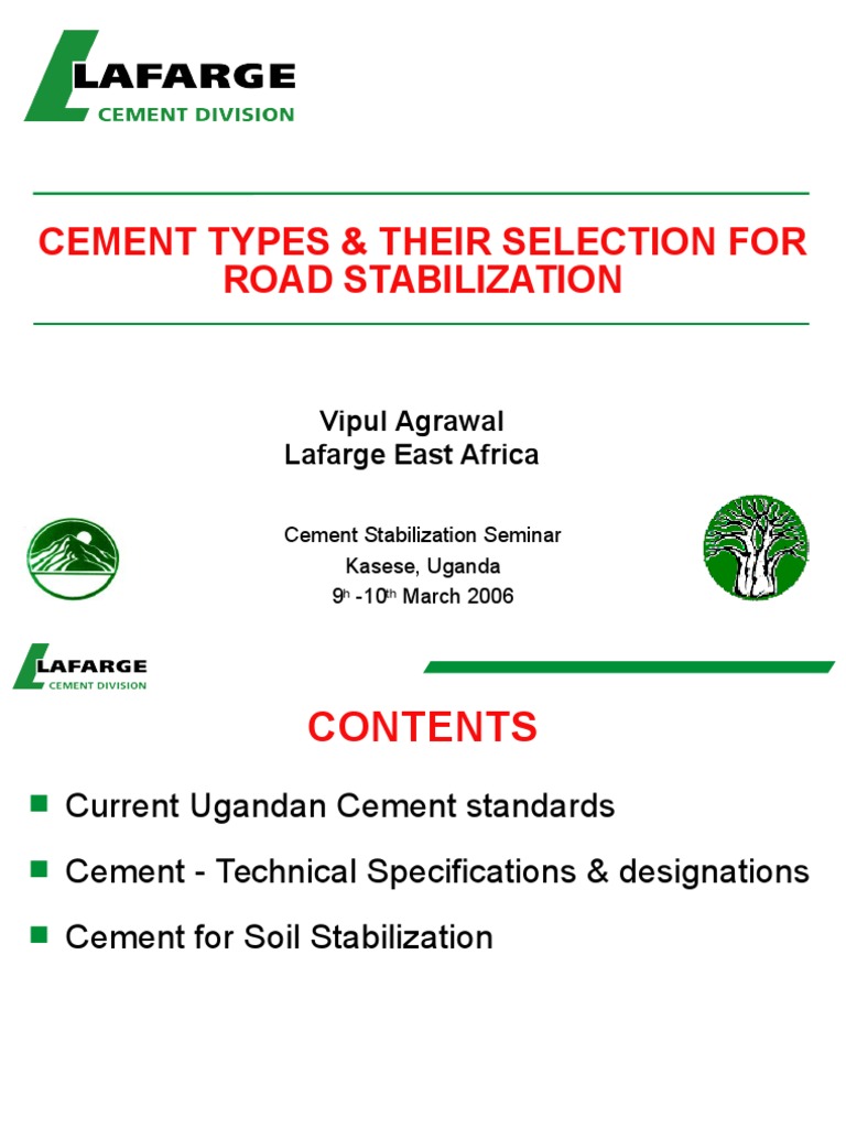Cement Types for Road Stabilization in Uganda | PDF | Joining | Cement