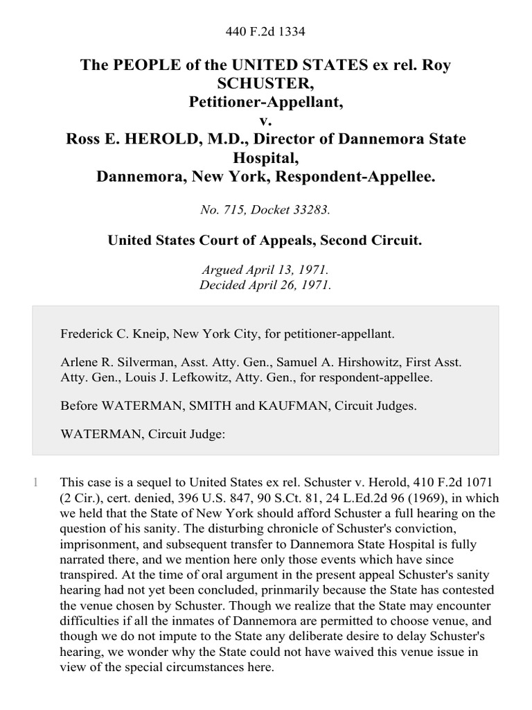 The People of The United States Ex Rel. Roy Schuster v. Ross E. Herold