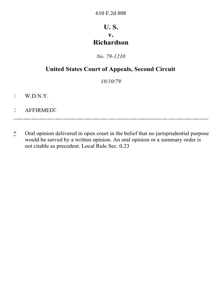 United States v. Richardson, 610 F.2d 808, 2d Cir. (1979) PDF