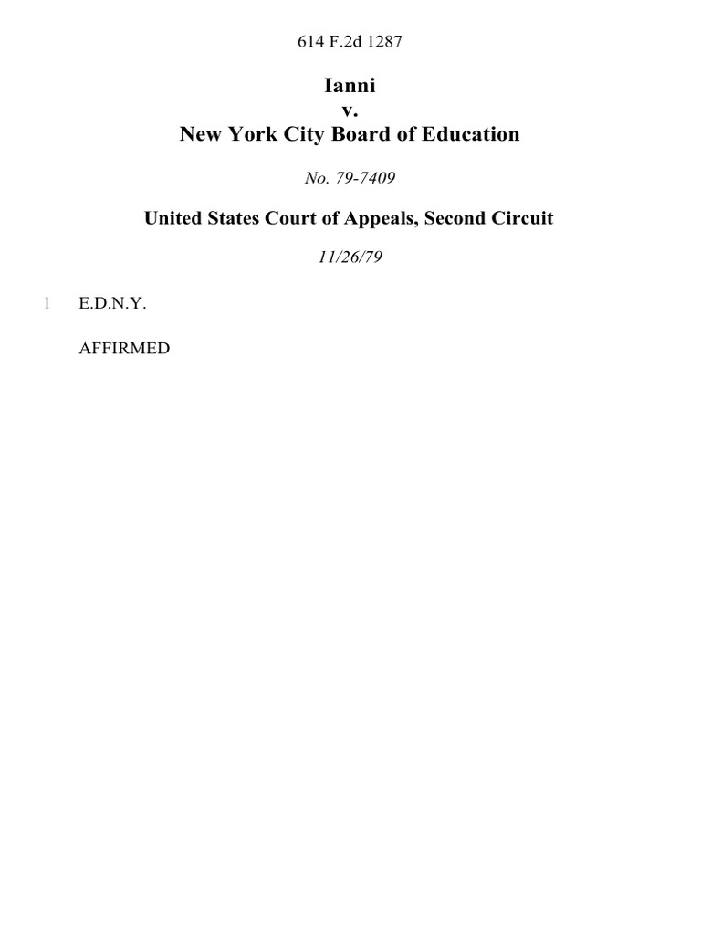Ianni v. New York City Board of Education, 614 F.2d 1287, 2d Cir. (1979