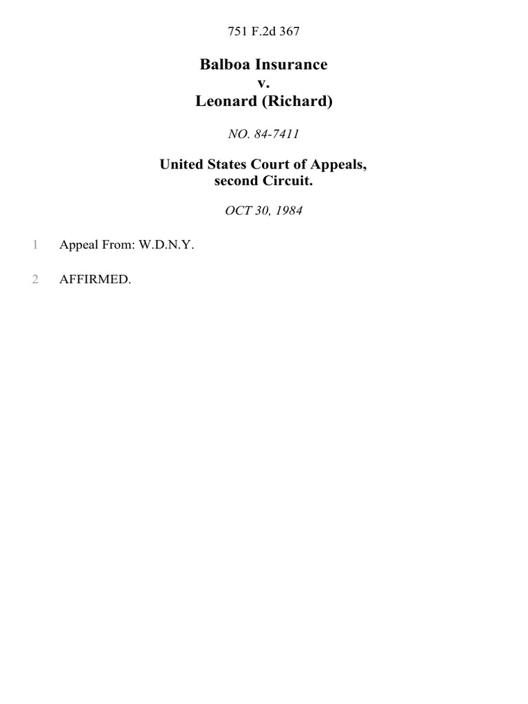 Balboa Insurance v. Leonard (Richard) United States Court of Appeals