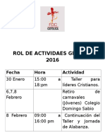 Rol de Actividaes Gestion 2016