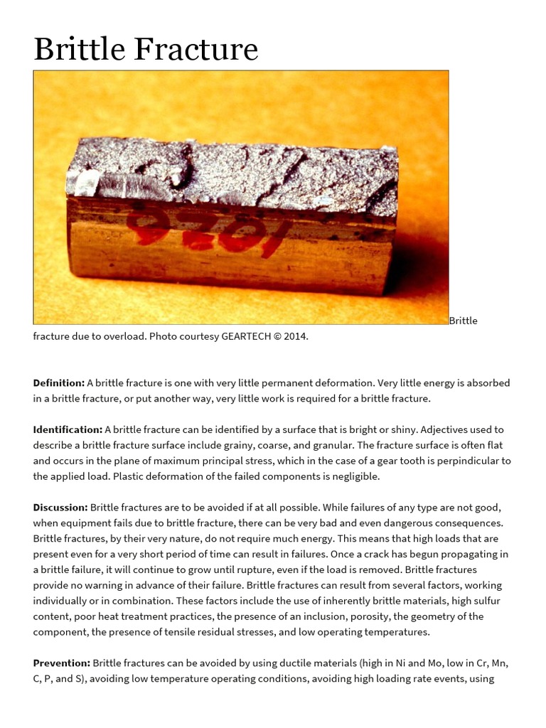 Brittle Fracture PDF Fracture Solid Mechanics