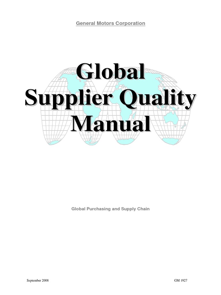 Global Supplier Quality Manual PDF Download Free PDF Audit