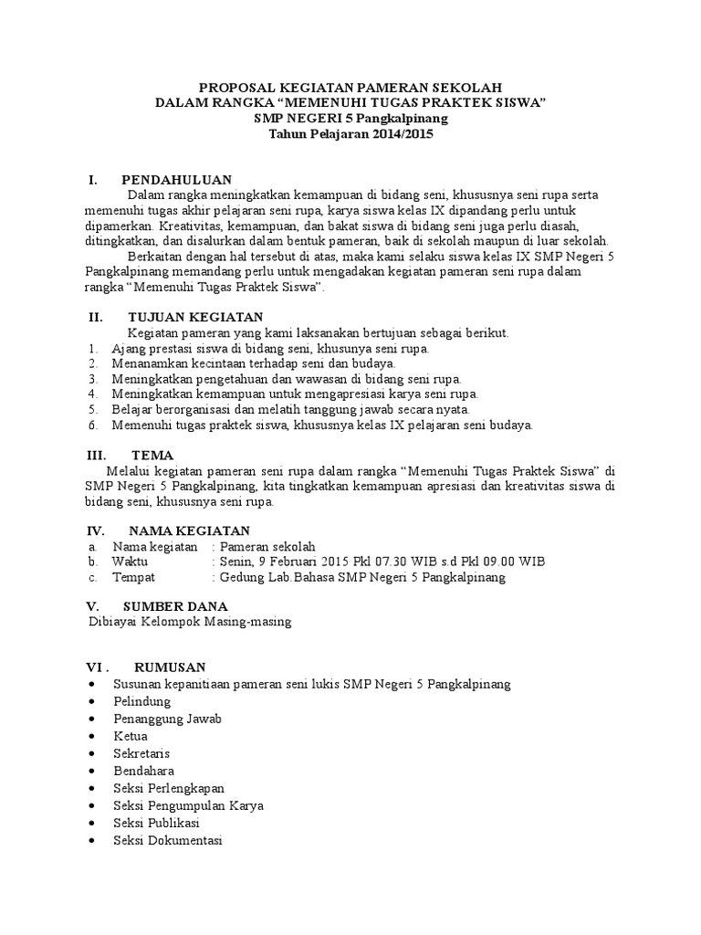 Proposal Kegiatan Pameran Sekolah Dalam