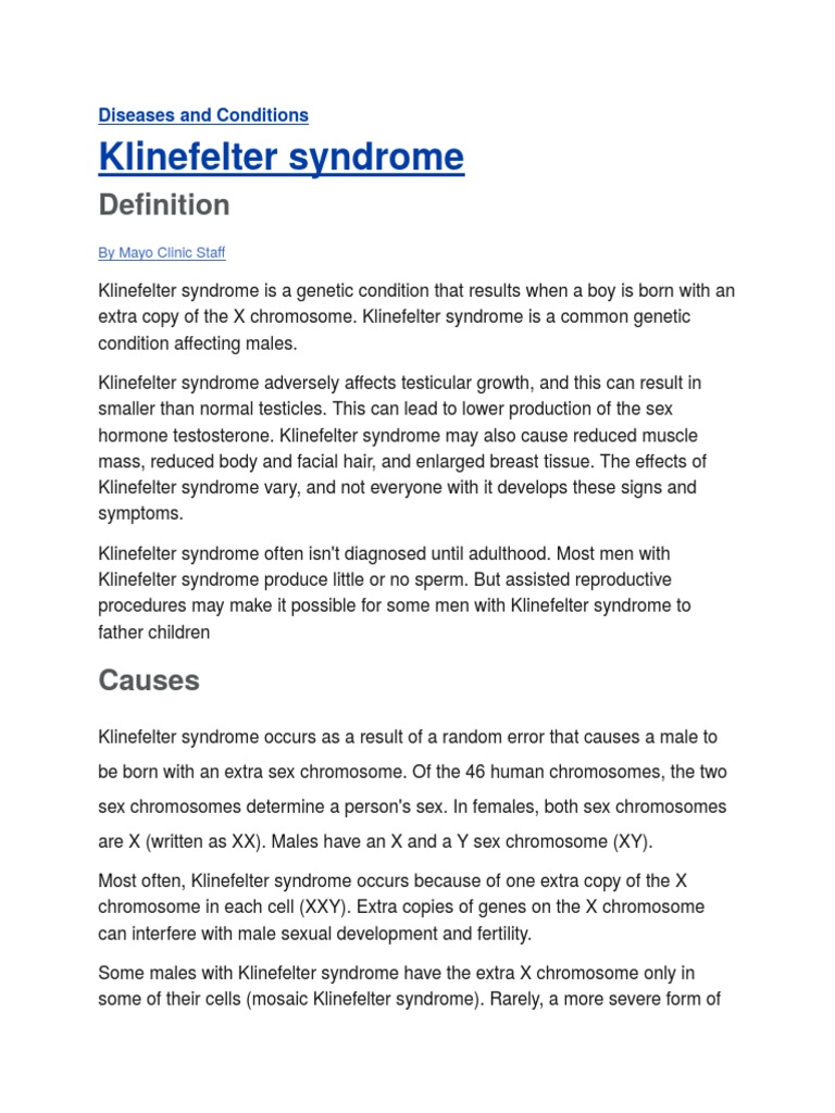 Klinefelter Syndrome | PDF | Sex | Sexuality