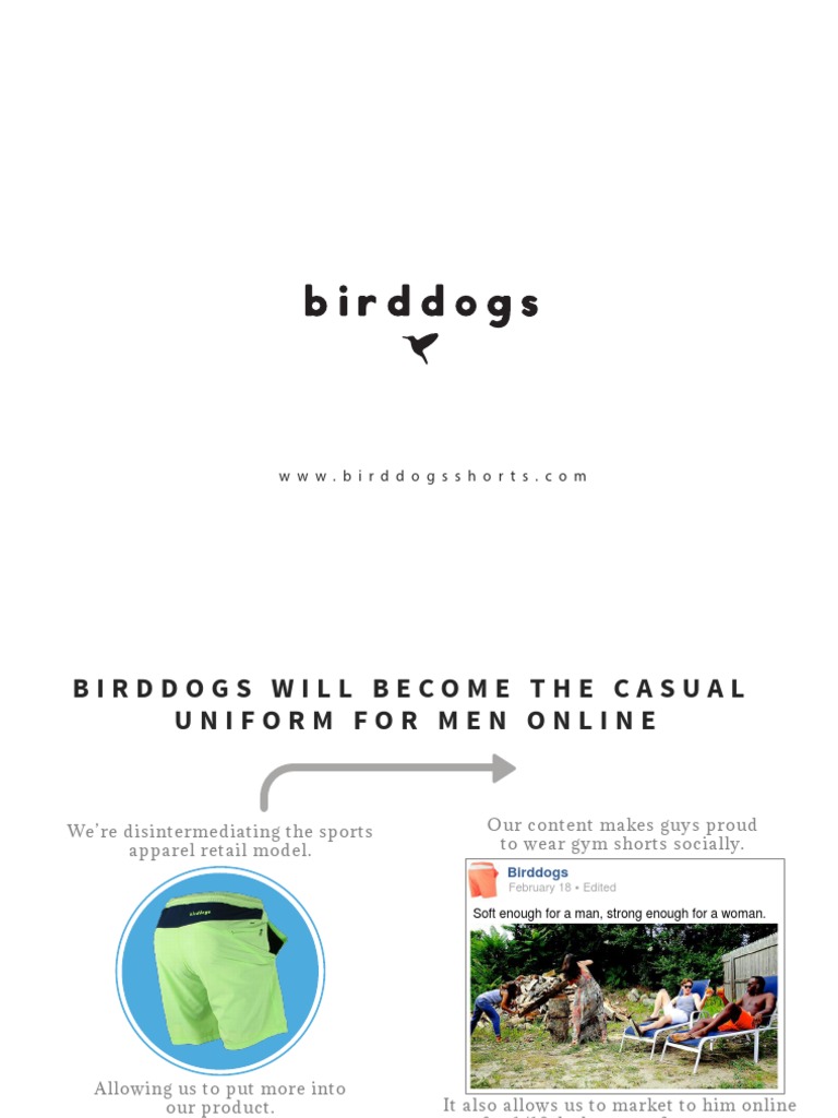 Birddogs Shorts Series Seed Company Presentation PDF PDF Business