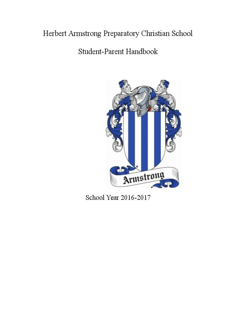 Herbert Armstrong Preparatory Christian School Handbook PDF Educational Assessment Curriculum