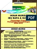 Ikrar Murid, Ibu Bapa, Dan Guru SK Payong Baru