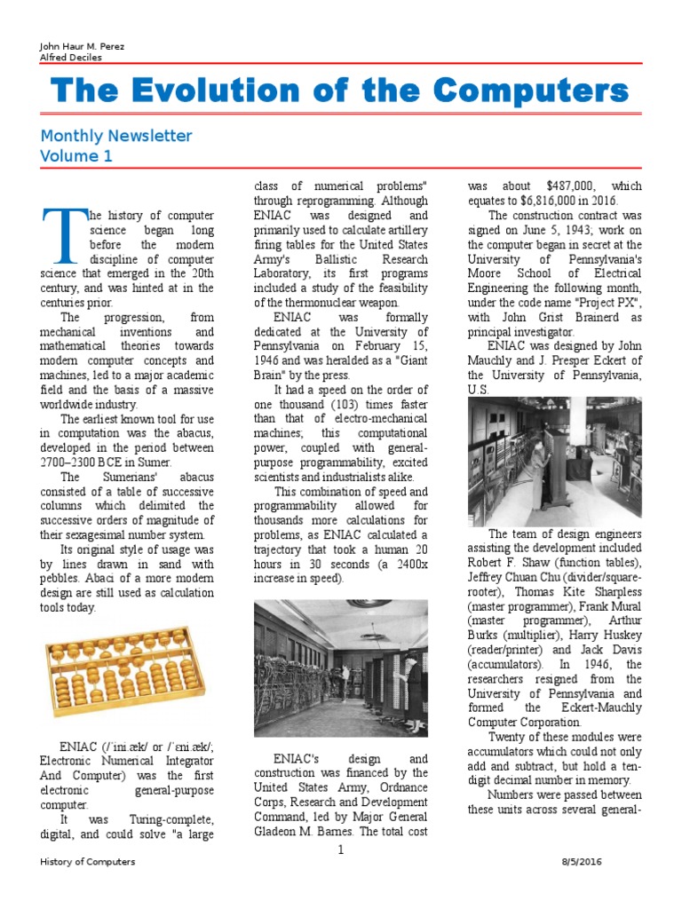 Evolution of Computers: A Brief Overview | PDF | Computer Science ...