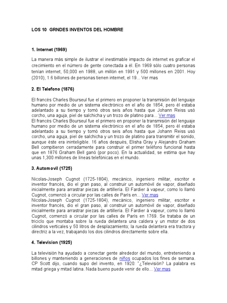 Los 10 Grndes Inventos Del Hombre | PDF | Petróleo | Energía y recursos