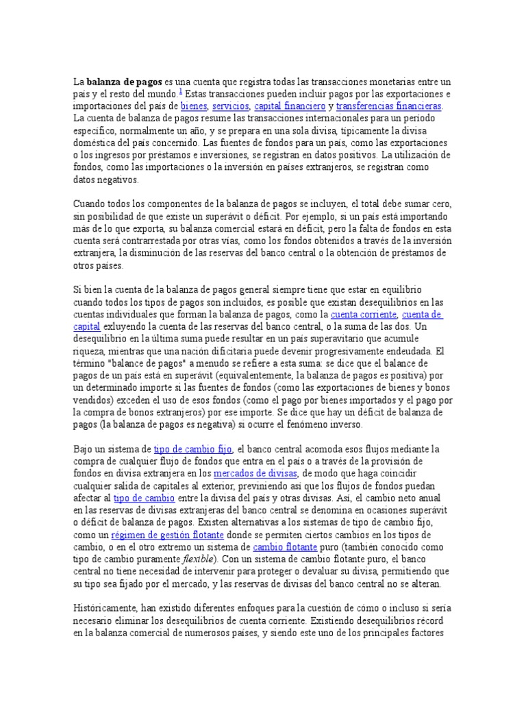 Balanza de Pagos en Venezuela | PDF | Balance de pagos | Ciencias ...