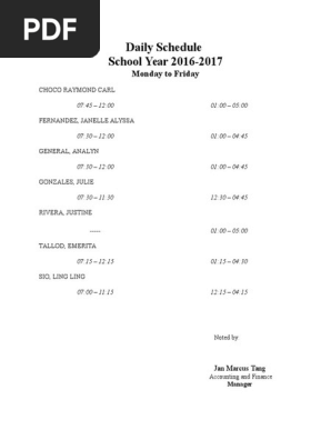 Daily Schedule