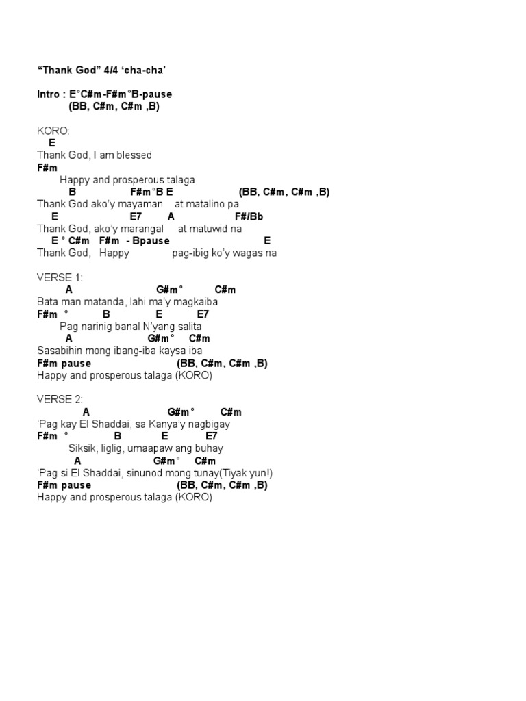 Thank God Lyrics and Chords