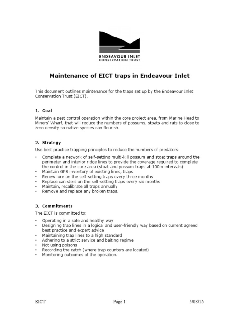 EICT Trap Maintenance Guidelines | PDF | Nature | Wellness