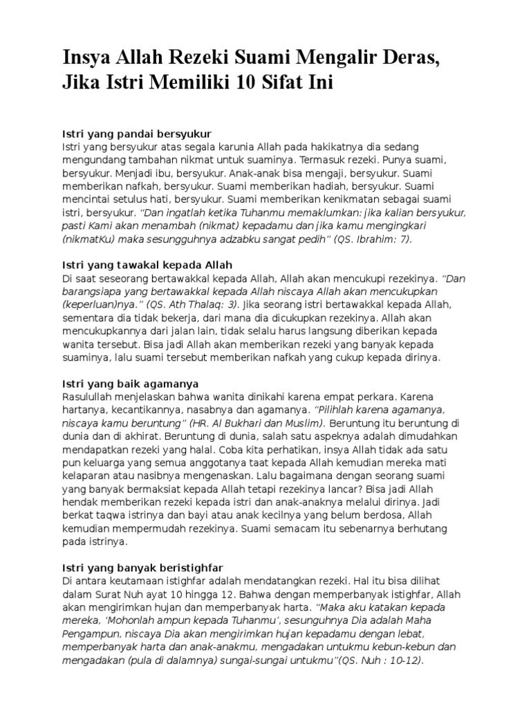 Insya Allah Rezeki Suami Mengalir Deras Pdf