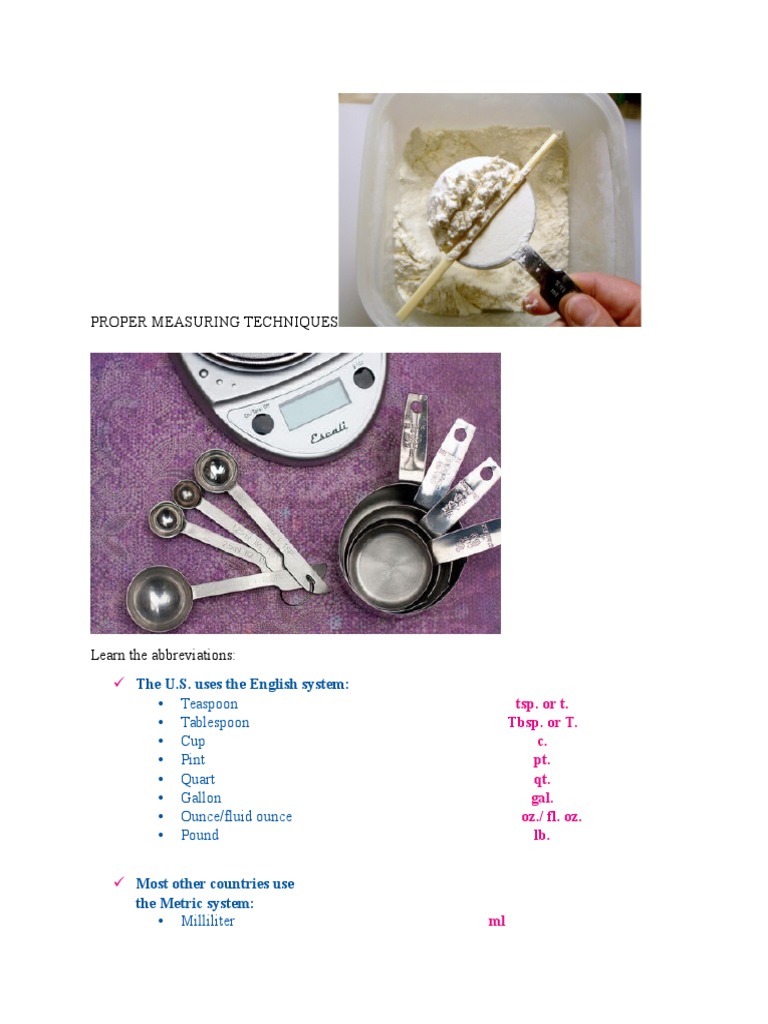 Proper Measuring Techniques Teaspoon Volume
