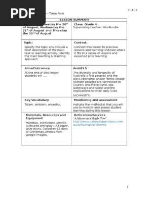 lesson sequence on totems