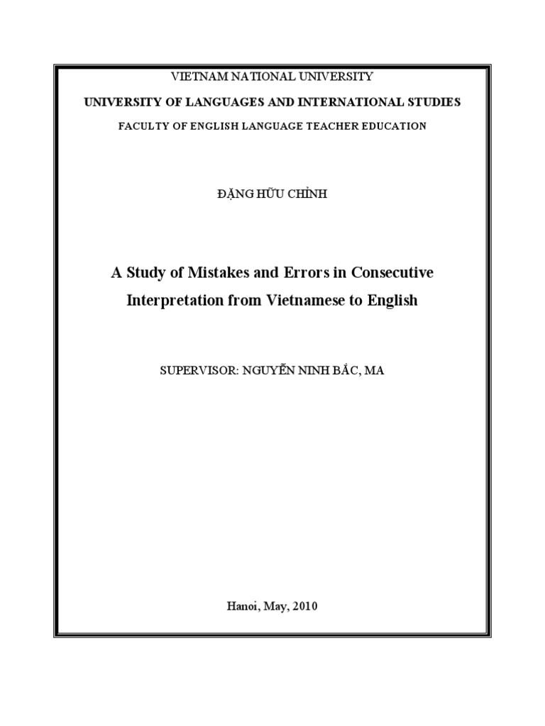 Vietnamese to English Interpretation Errors | PDF | Error | Speech