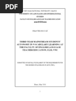Download Third year mainstream students autonomy in vocabulary learning at the Faculty of English Language Teacher Education ULIS VNU Phan Thi Ngoc Le QH1E by Kavic SN32026170 doc pdf