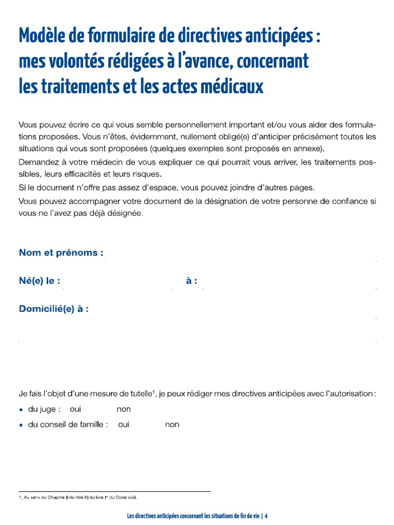 Modèle de Directives Anticipées | PDF
