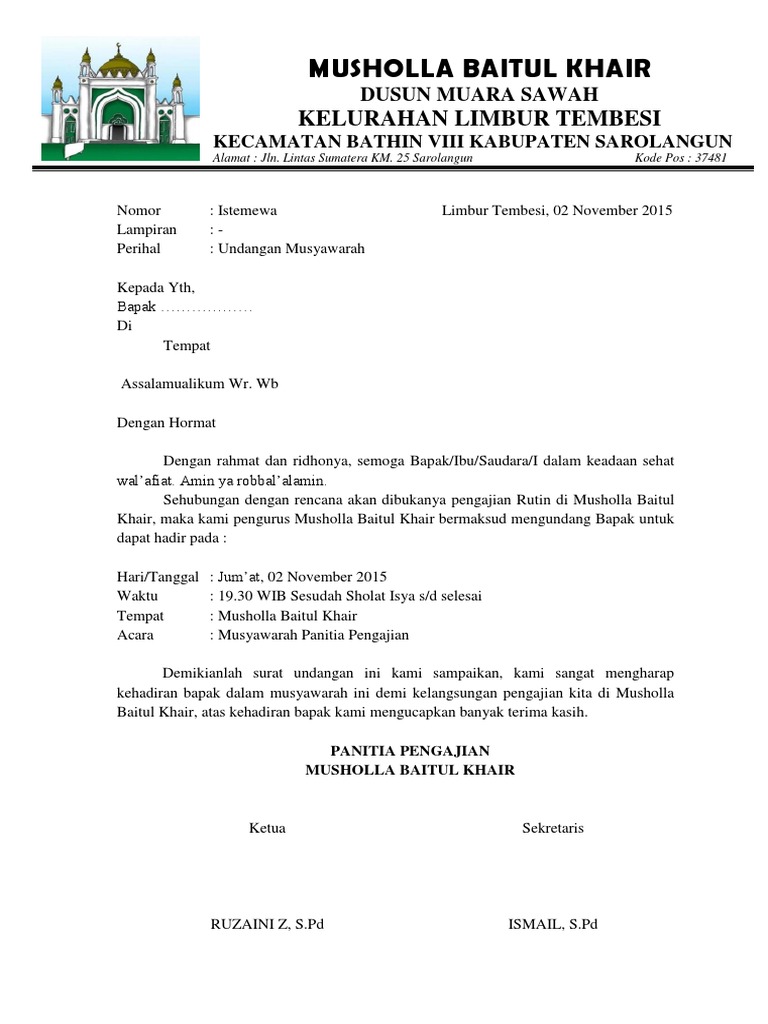 Undangan Rapat Musholla Pdf
