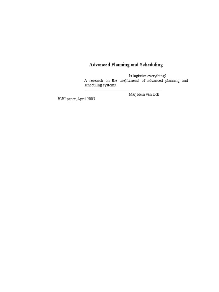 Aps - Advance Planning & Scheduling | PDF | Supply Chain | Enterprise