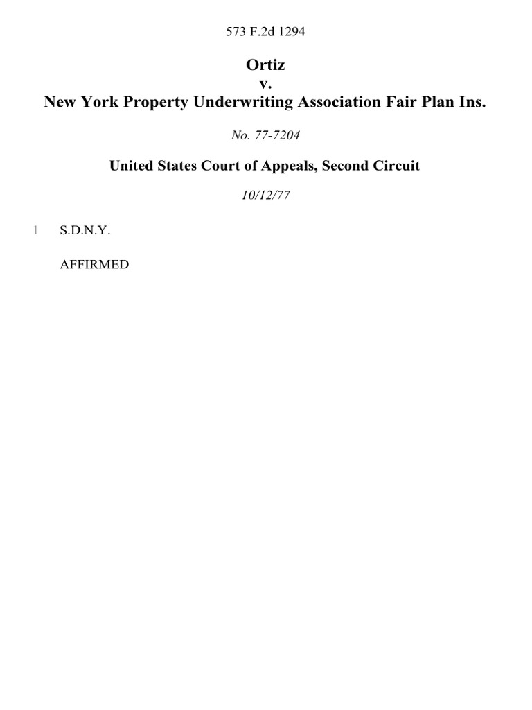 Ortiz v. New York Property Underwriting Association Fair Plan Ins PDF