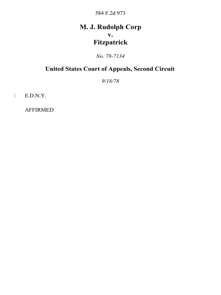 M. J. Rudolph Corp v. Fitzpatrick, 584 F.2d 973, 2d Cir. (1978) | PDF