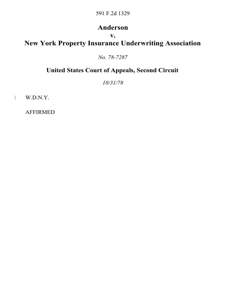Anderson v. New York Property Insurance Underwriting Association, 591 F