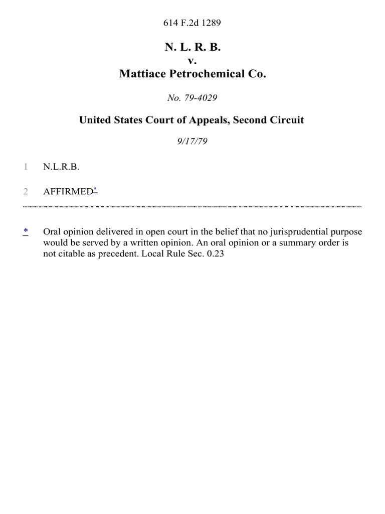 N. L. R. B. v. Mattiace Petrochemical Co, 614 F.2d 1289, 2d Cir. (1979