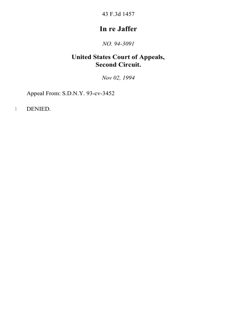 In Re Jaffer, 43 F.3d 1457, 2d Cir. (1994) | PDF
