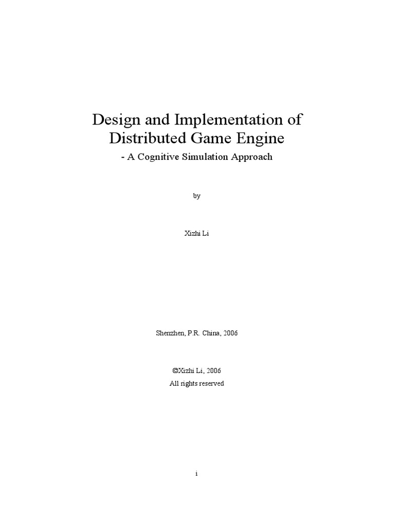 Design And Implementation Of A Distributed 3d Computer Game Engine