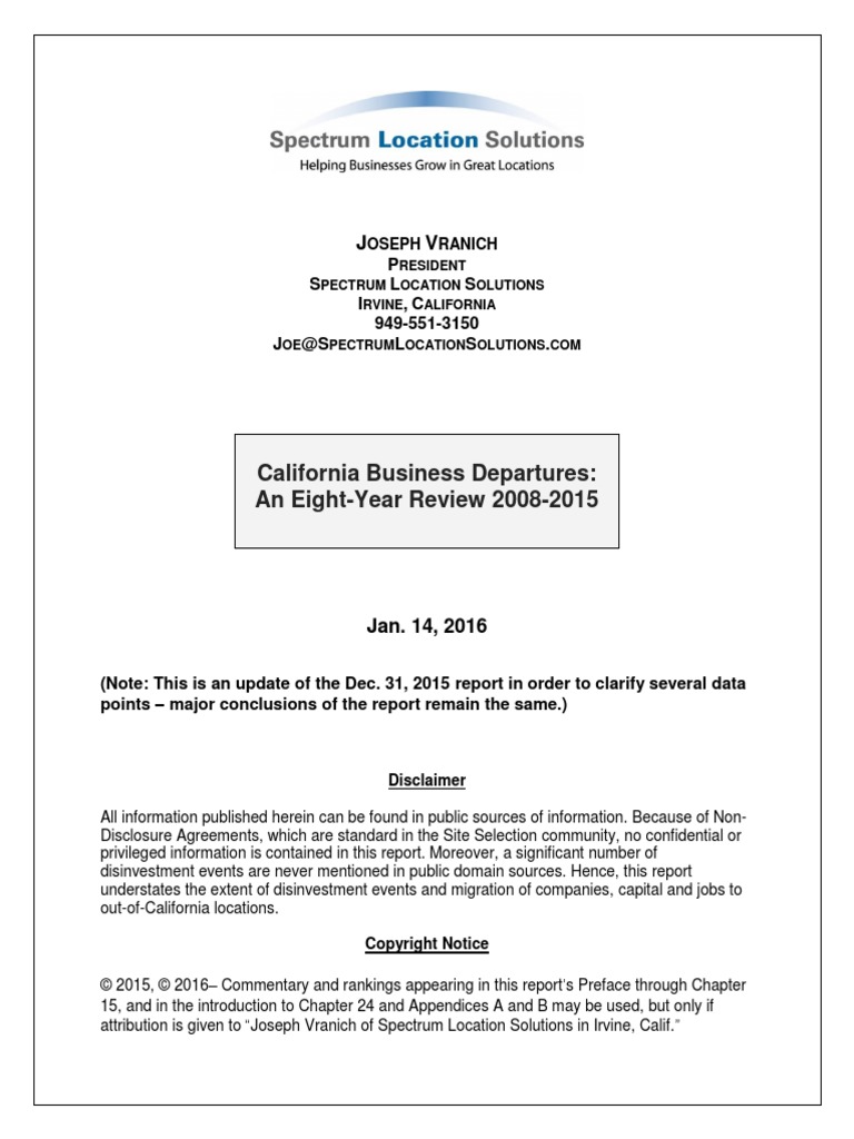 Businesses Leave California PDF California Employment