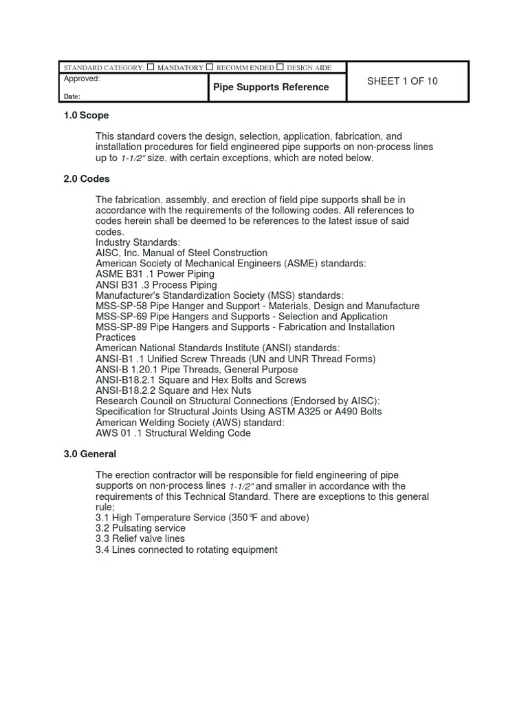 Pipe Support Design Standards | PDF | Structural Steel | Screw