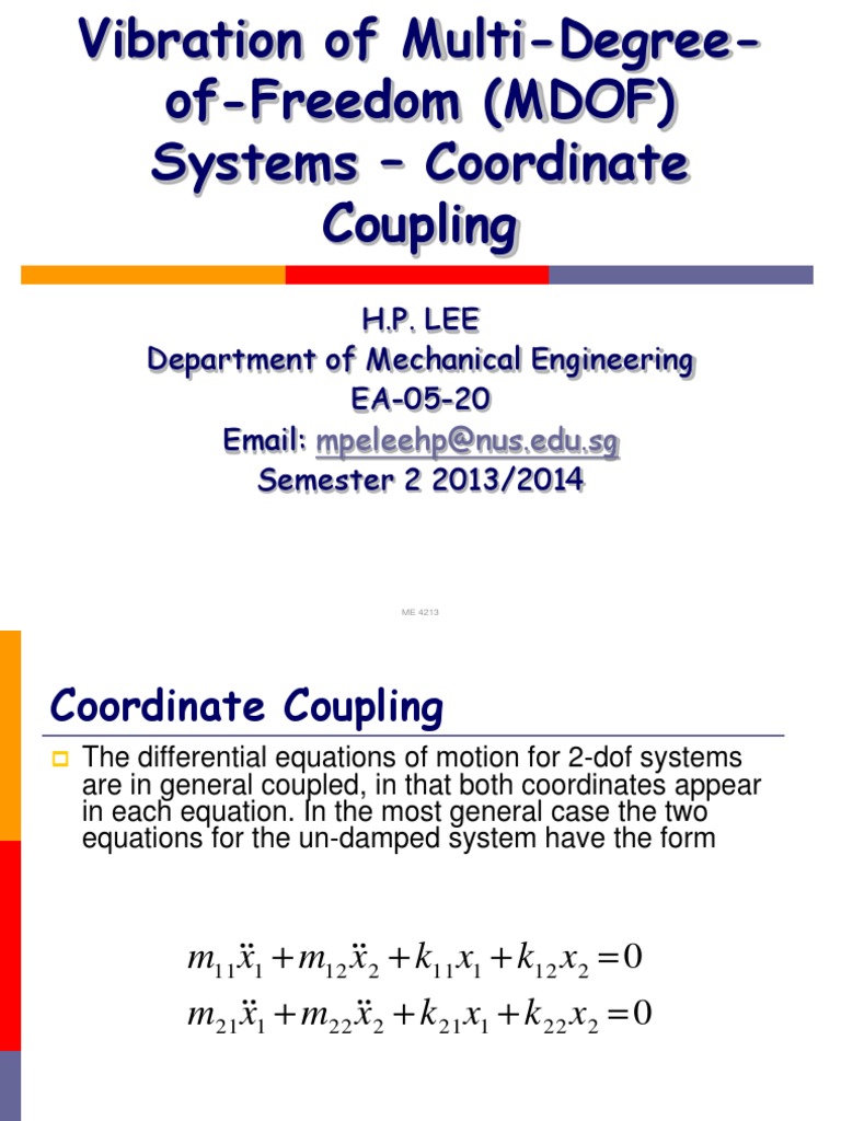 coordinate coupling in vibration 24 Coordinate Coupling in Mechanical Vibration main image 0