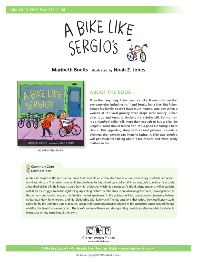 A Bike Like Sergio's Teachers' Guide PDF Reading Comprehension
