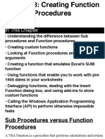 Sub Procedures Versus Function Procedures: in This Chapter